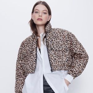 Animal print puffer jacket
